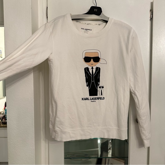 Karl Lagerfeld Tops - Karl Lagerfeld White Sweatshirt with Iconic Graphic